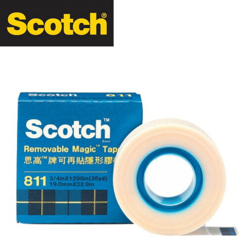 3M  811 3/4  Scotch®  可再貼隱形膠帶 (19mmx32.9m) / 個