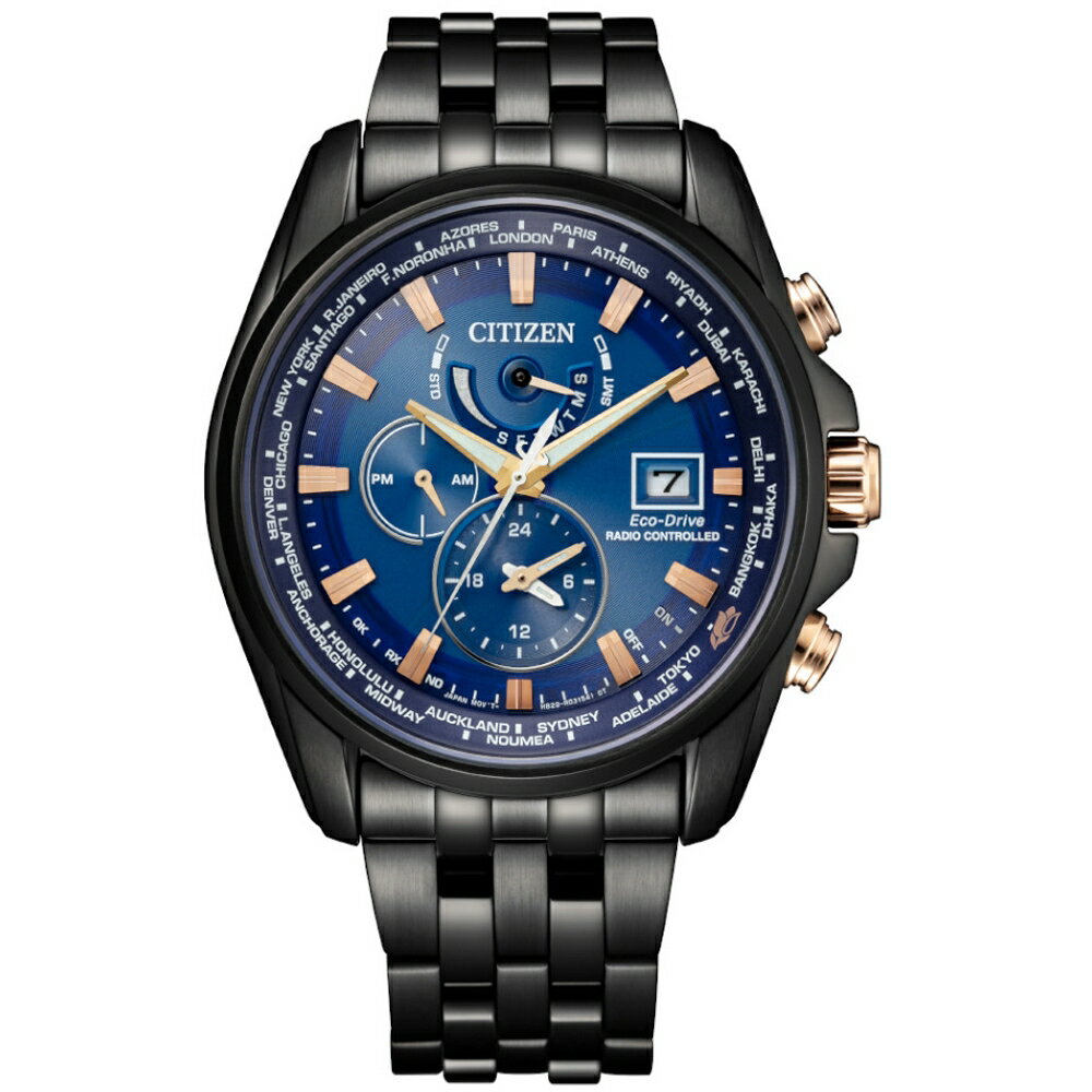 【Time Piece】CITIZEN GENT'S 台灣25週年限定光動能電波腕錶-黑x藍面(AT9126-82L) [APP下單享4%點數]