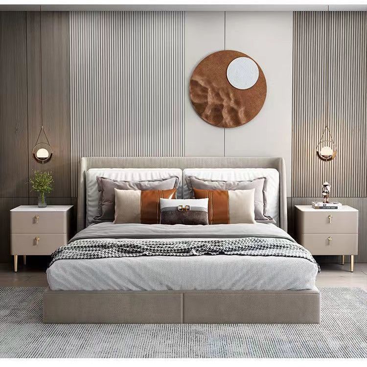 高檔床頭櫃實木新款小戶型軟包臥室家用小型巖板小尺寸床邊櫃