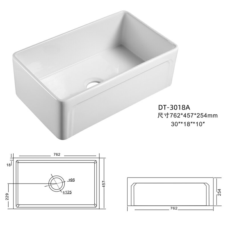 蝶陶美式前置半嵌入水槽開放廚房高溫耐火土洗菜碗farmhousesink 9