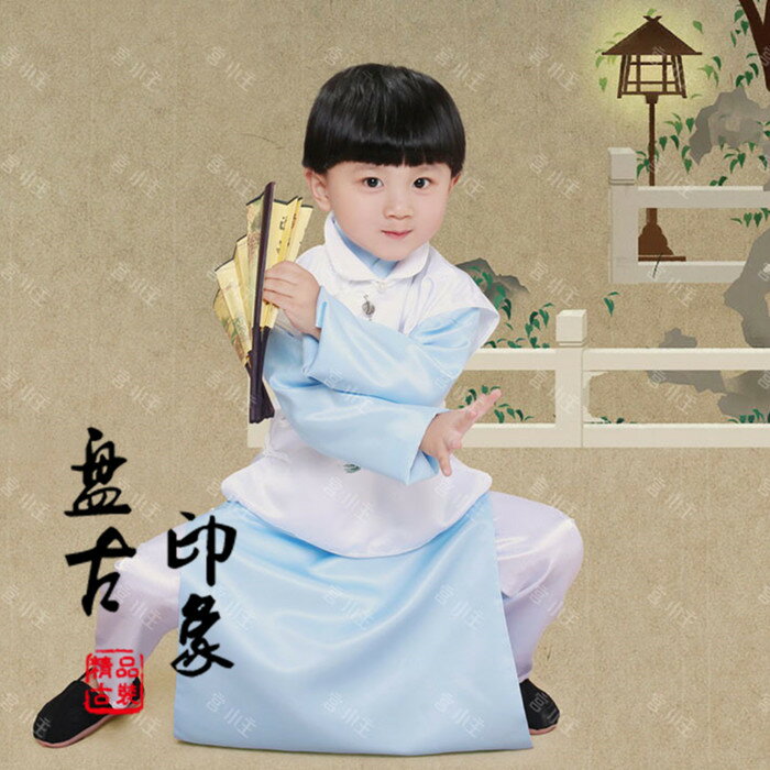 影樓攝影寫真兒童古裝主題男童復古清朝民國小少爺演出服裝 淺予