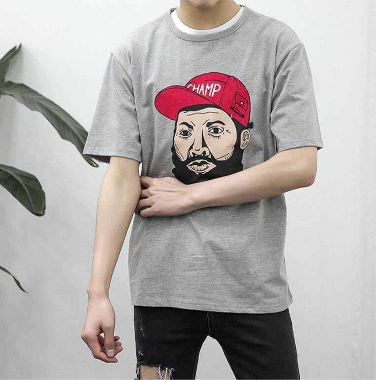 FINDSENSE 時尚潮流 男 日系 休閒 寬鬆 嘻哈人頭印花 短袖T恤 特色T恤