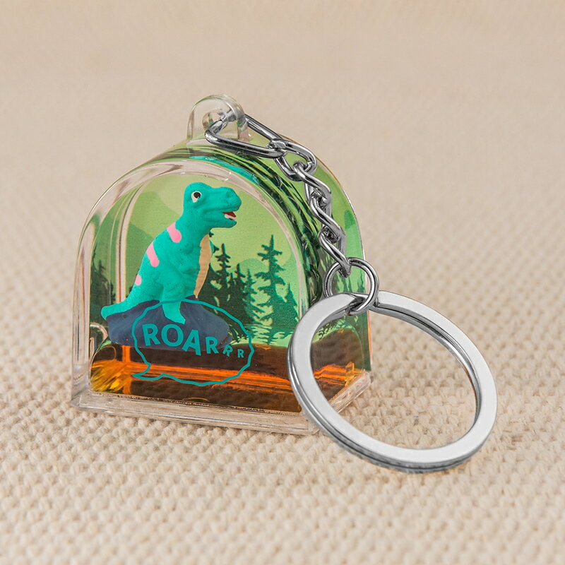 小恐龍鑰匙扣掛件創意個性流沙液體鑰匙圈環網紅INS男女書包掛飾