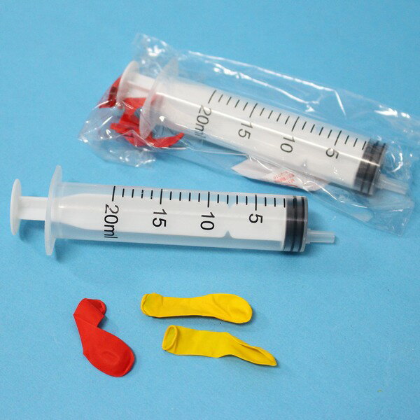 針筒水槍+氣球 20cc實驗用量度器/一袋100支入{定10} 塑膠注射筒 注水器~YF11726