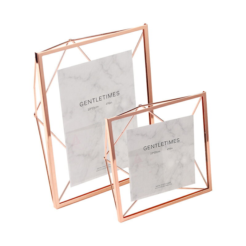 簡約現代金屬幾何支架立體相框擺臺裝飾創意相冊擺件照片框4 6寸