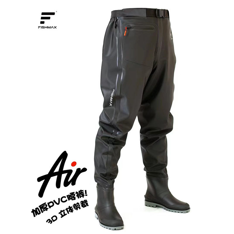 【優選百貨】超輕加厚齊腰下水褲水庫皮叉防水衣服雨褲帶雨鞋水鞋連體半身抓魚