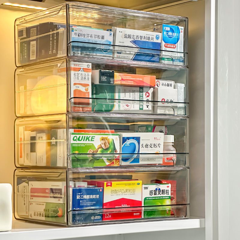 抽屜藥箱家用收納盒透明藥品收納柜亞克力家庭裝醫藥箱大容量