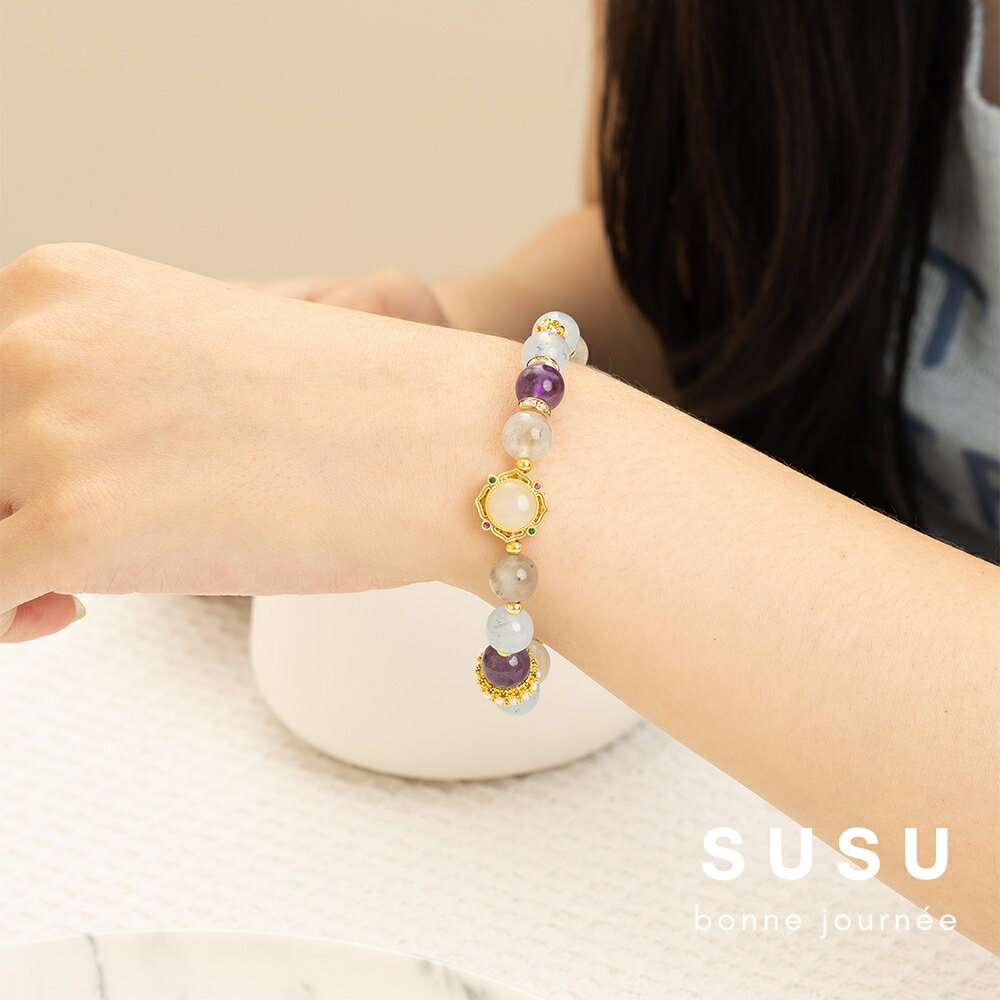 SU SU︱雲海水晶手鍊❤️月光石 海藍寶 紫水晶 事業運 招財 轉運 能量 防小人 送禮 推薦 4