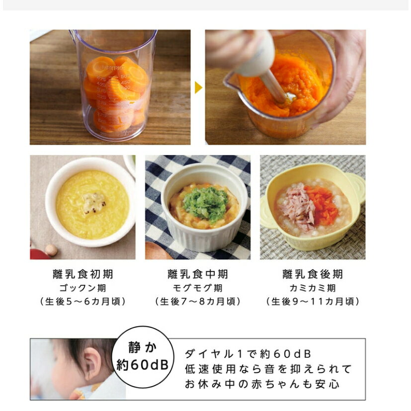 【日本牌 含稅直送】Vitantonio 手持式攪拌機 VHB-20 8段調速 輕便 易清潔 1機4用 離乳食製作 3