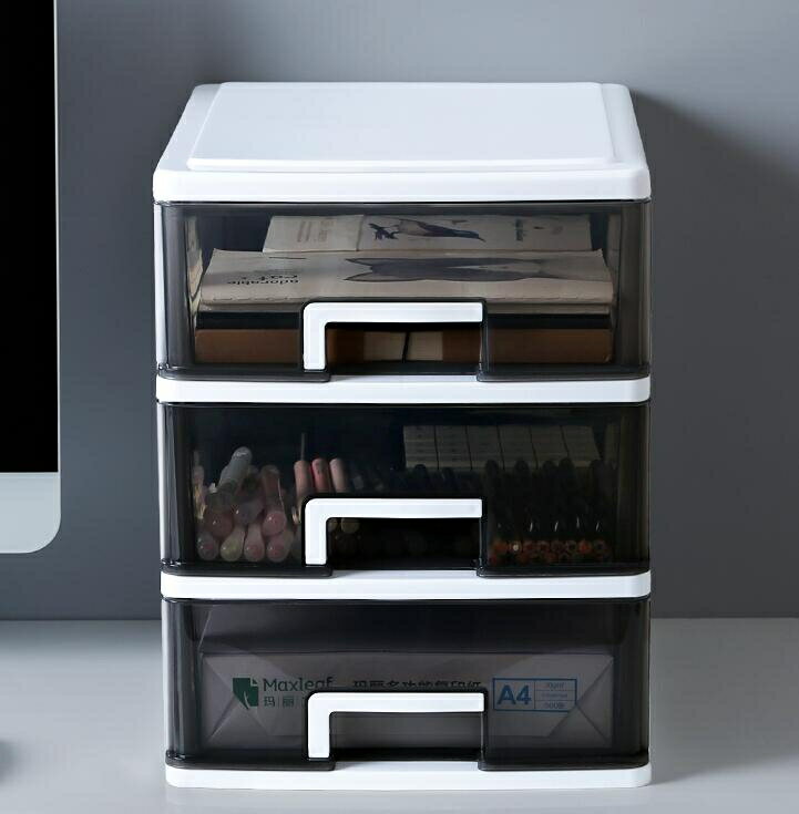辦公桌收納 收納盒透明小抽屜式收納柜學生書桌上文具雜物整理儲物箱