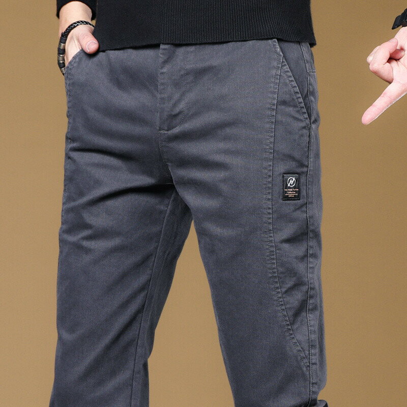 【秋季新品】M-5XL 大碼工裝褲 男褲 休閒長褲 高階休閒褲男士春夏款修身直筒潮牌青年褲子韓版潮流純色灰色長褲