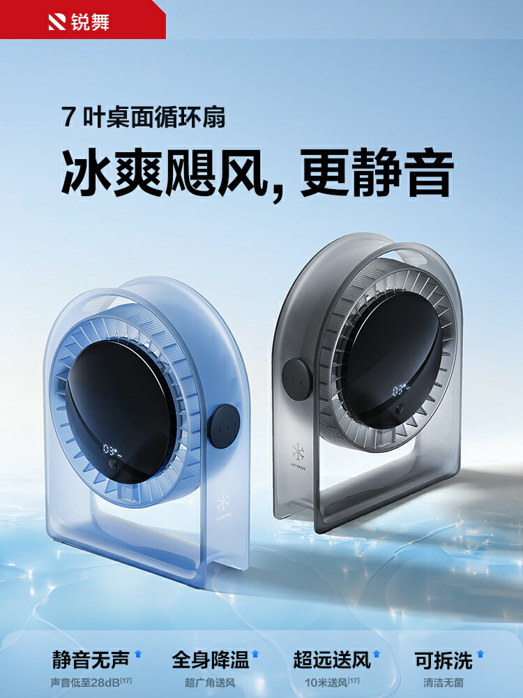 銳舞小風扇迴圈桌面風扇小型家用靜音辦公室桌面上usb充迷你臥室宿舍學生床上小電風扇檯扇可攜式製冷空調扇f