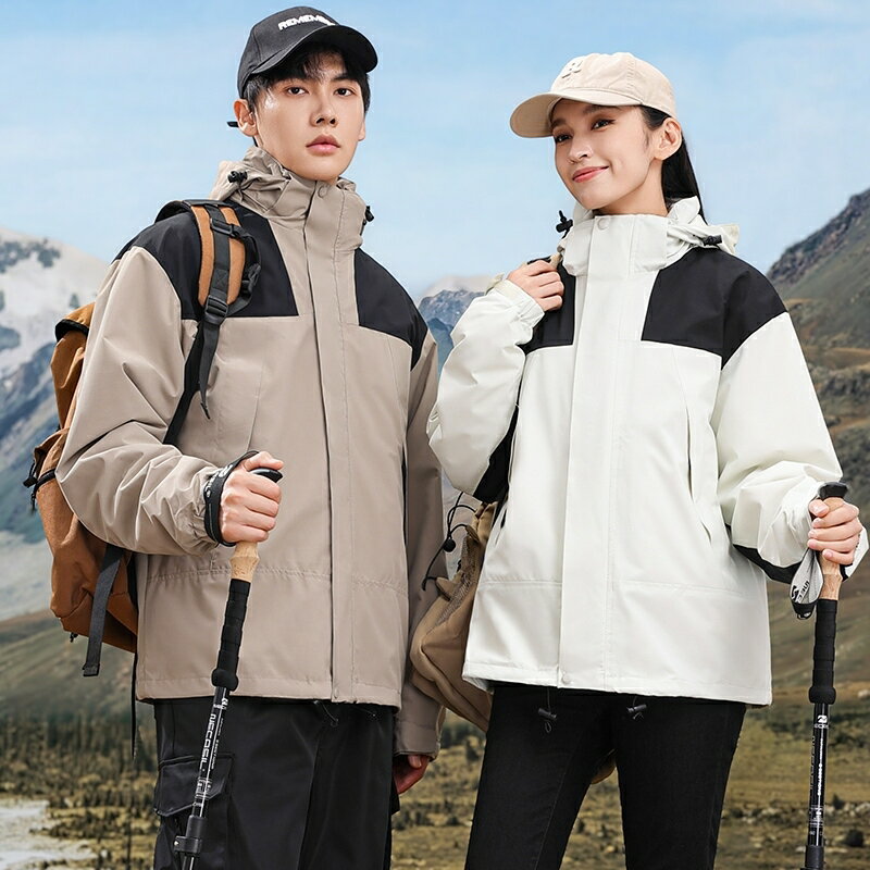 ONE牌同廠 衝鋒衣男 情侶衝鋒外套 三合一外套 防風防水登山服女 珊瑚絨可拆內膽 滑雪服 機能外套 保暖外