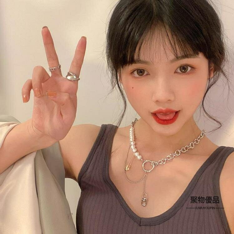 項練 珍珠項錬女輕奢小眾設計感嘻哈鎖骨錬