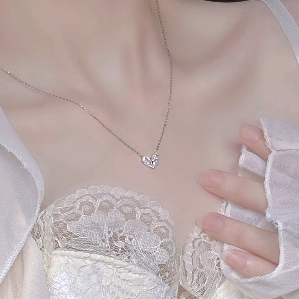 項鍊 女生項鍊 925 純銀項鍊 項鍊女 簡約ins風 通體純銀 鎖骨鍊 吊墜 吊飾 蝴蝶結項鍊 愛心項鍊 禮物 336