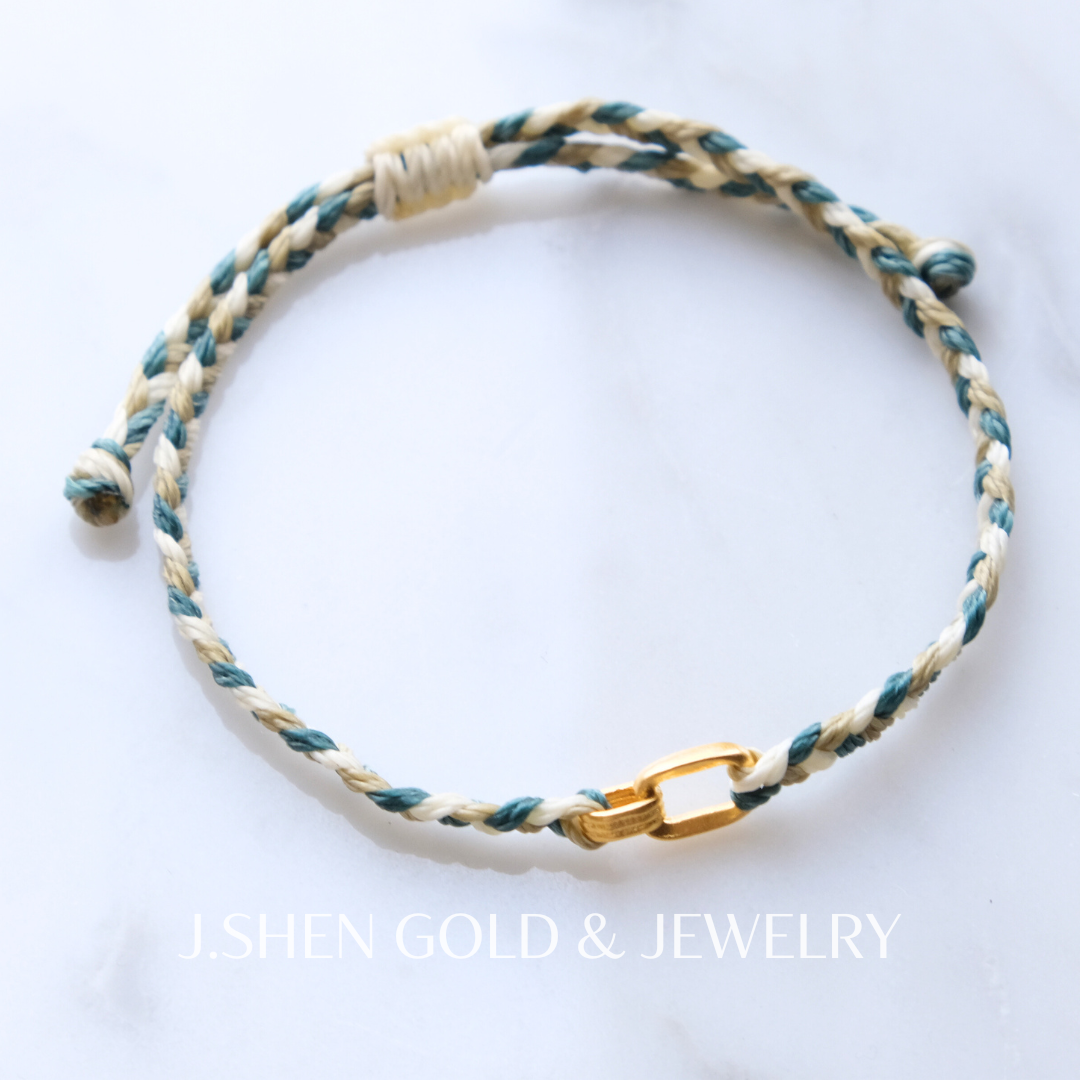 黃金環環相扣蠟繩手鍊 黃金手鍊 女生手鍊 男生手鍊 女生黃金手鍊 男生黃金手鍊 蠟繩手鍊 手鍊 幸福手鍊 禮物 3