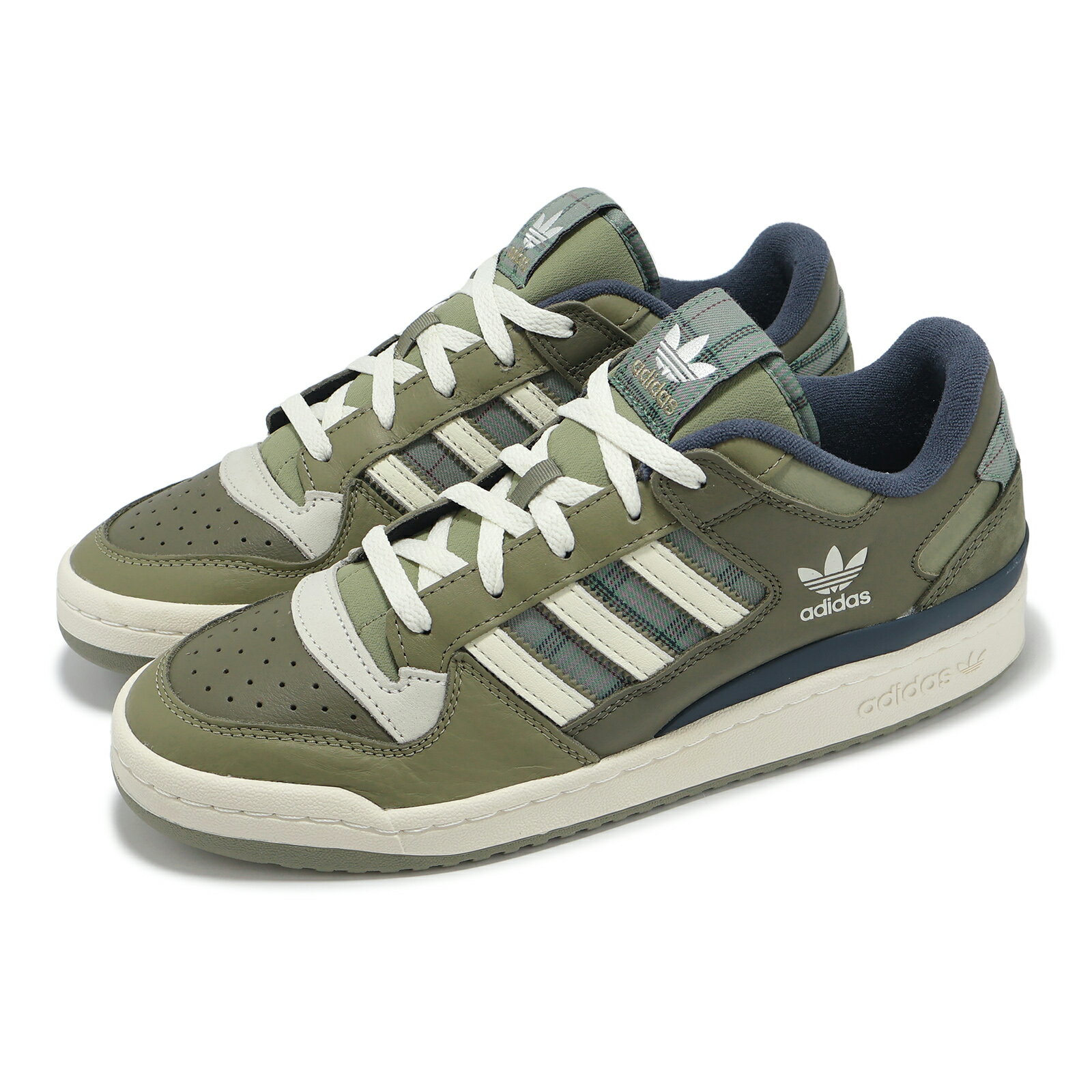 adidas 休閒鞋 Forum Low CL 男鞋 軍綠 米白 復古 格紋 愛迪達 JH9596 7
