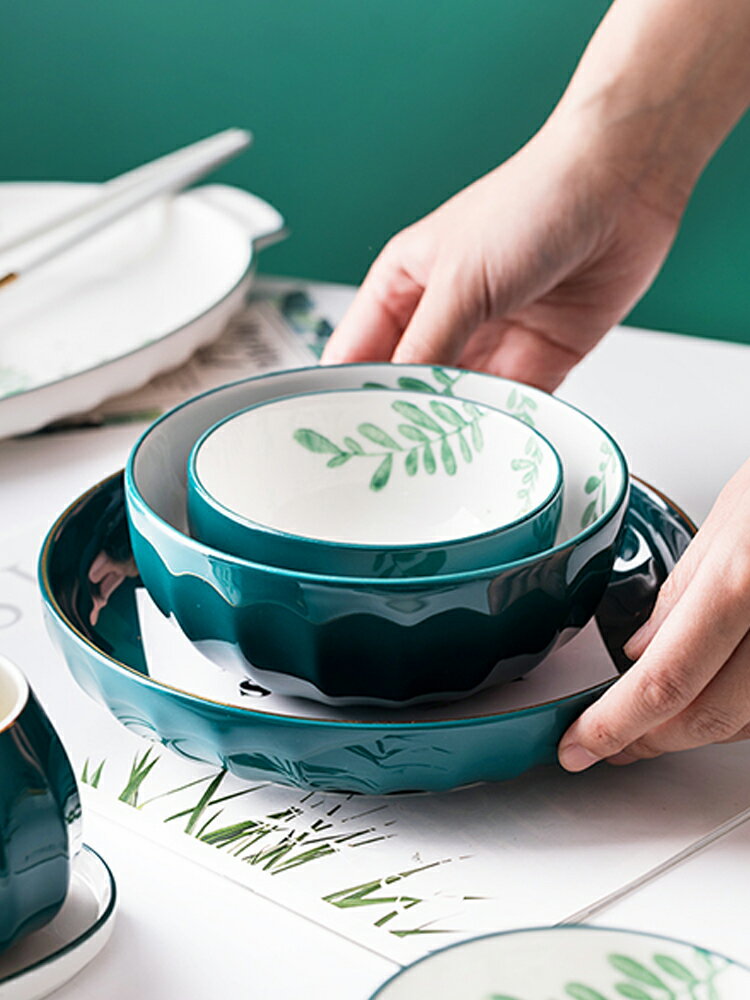 陶瓷碗碟套裝家用北歐餐具創意碗盤一人食米飯碗大號湯碗網紅瓷碗