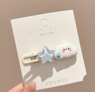 【台灣現貨】時尚配件 髮飾 髮夾 鯊魚夾 大嘴夾 邊夾  可愛雲朵星星髮夾多巴胺少女髮卡批擺攤賣 鴨嘴夾側邊夾y2k頭飾夾 0