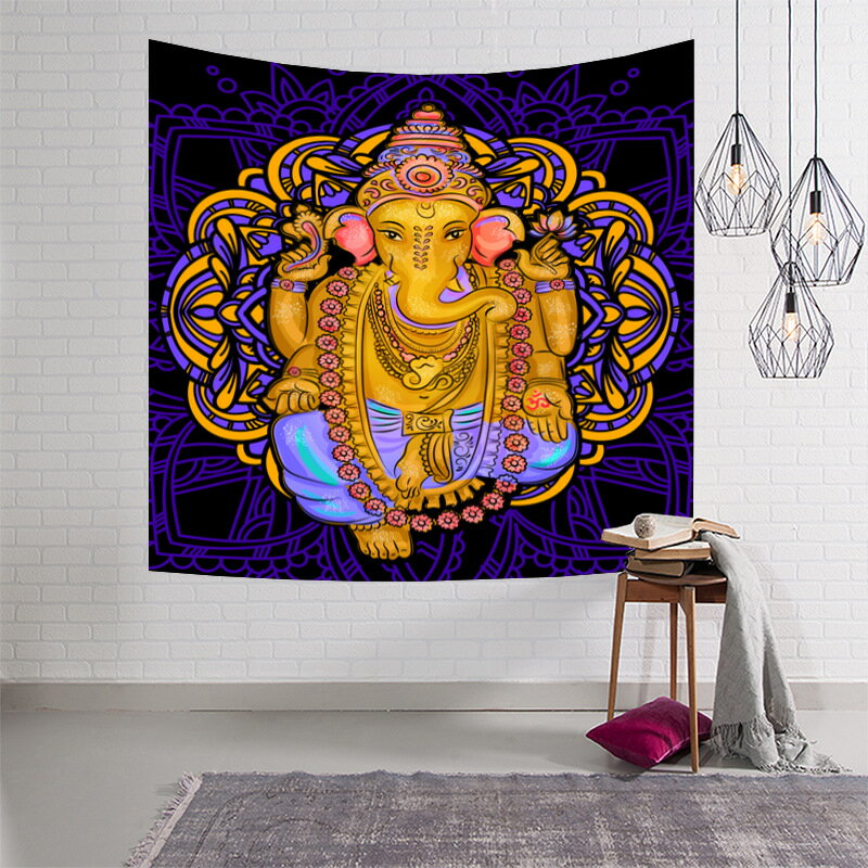 印度神像背景布ins異域復古大象掛布網紅圖掛毯沙發布桌布民族風
