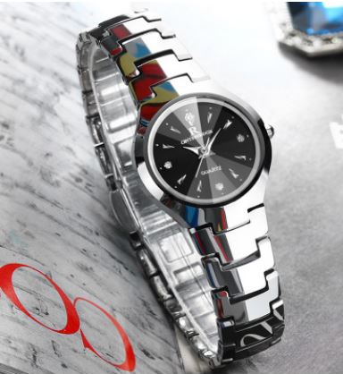 美琪 (簡約時尚)텅스텐 강철鎢鋼防水腕錶石英機械錶手鏈팔찌裝飾品手錶