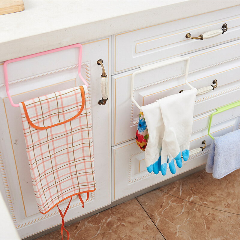 2個裝櫥柜門后單桿毛巾架廚房免打孔洗碗抹布掛架塑料無痕置物架