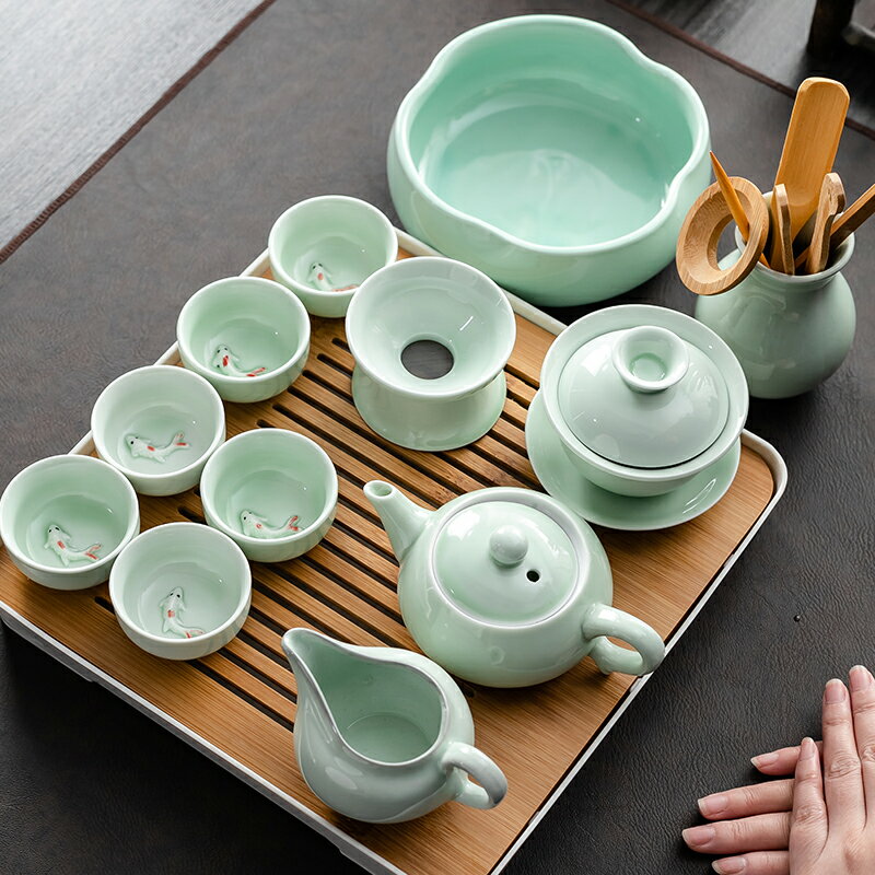 瀾揚 茶具套裝功夫茶杯家用客廳辦公室會客德化泡茶陶瓷茶壺蓋碗