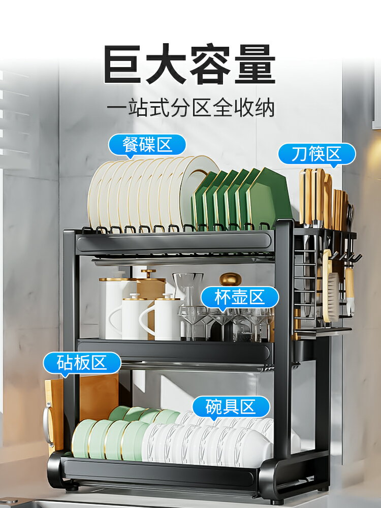 廚房置物架碗碟收納架家用碗筷收納盒多層碗櫃放碗盤碗架瀝水架子