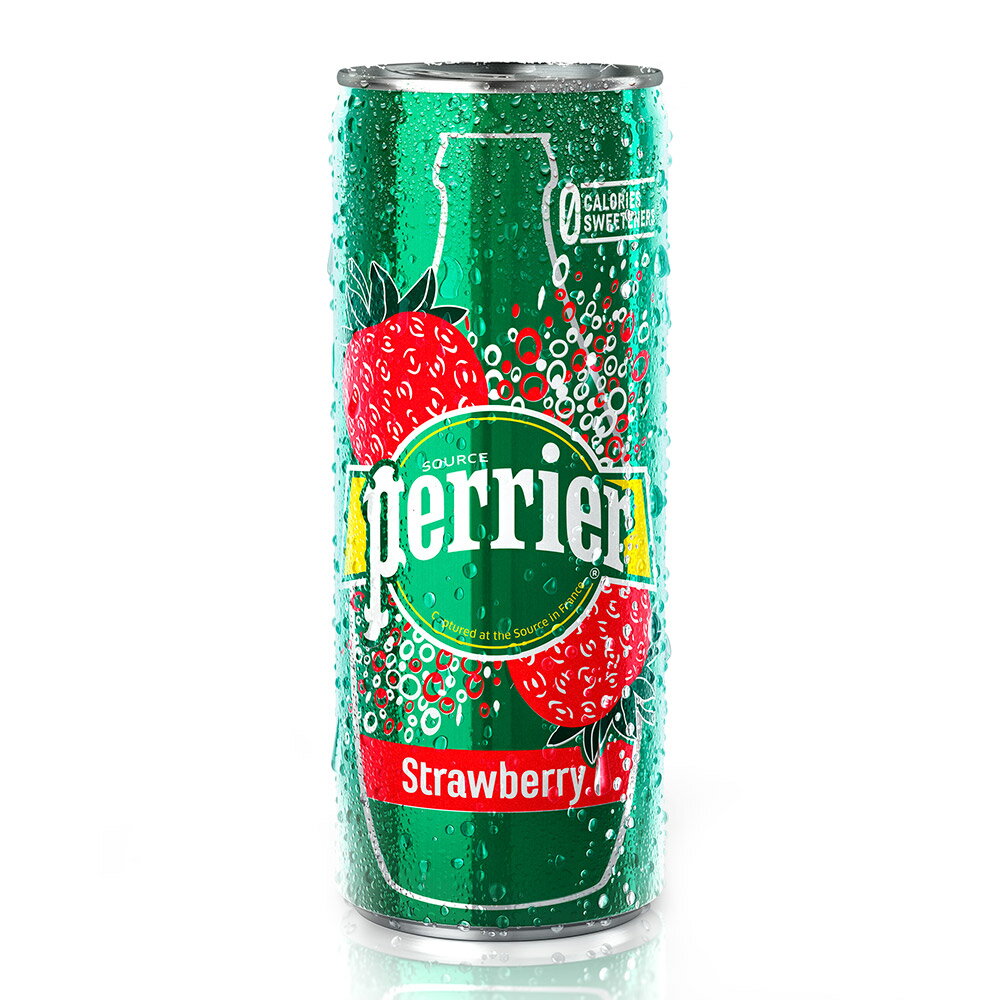 法國 沛綠雅perrier天然氣泡礦泉水(草莓)250ml x 30瓶 (鋁罐) 免運費 沛綠雅 perrier 氣泡水 礦泉水 HS嚴選