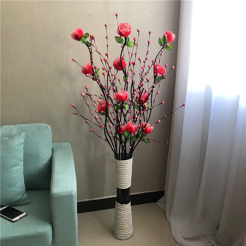 新款葉脈仿真花客廳裝飾乾花落地花束居家大擺件居家玫瑰插花套裝