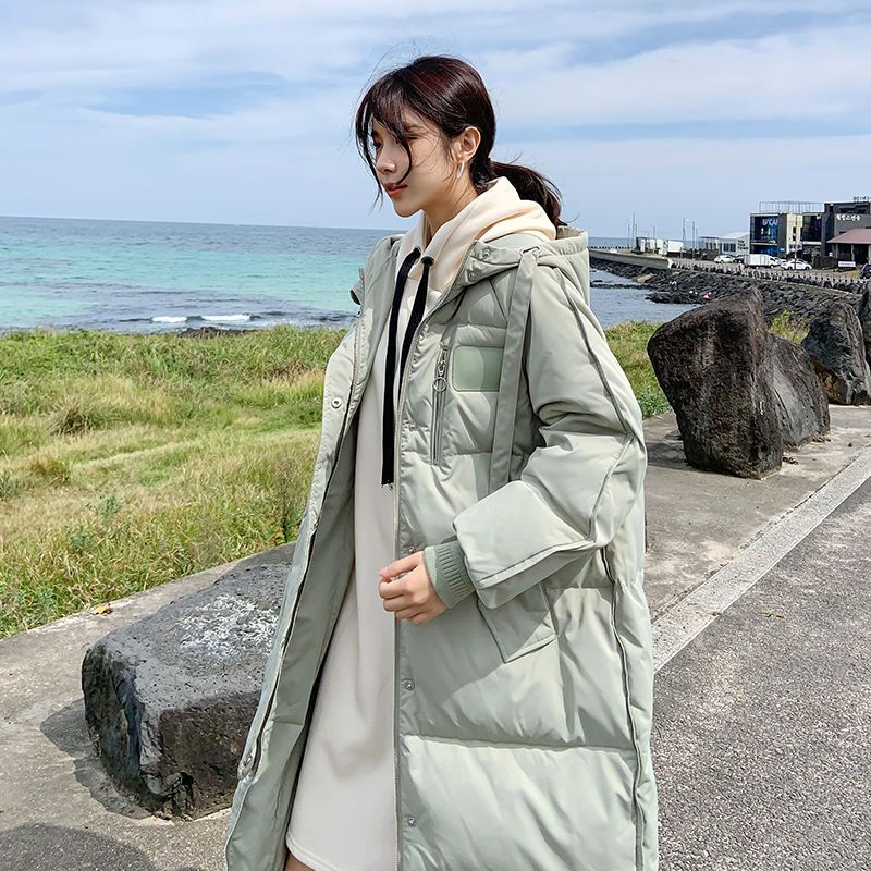 快速出貨/羽絨外套 長大衣 羽絨服女年新款中長款過膝韓版寬松爆款麵包服白鴨絨冬天大衣