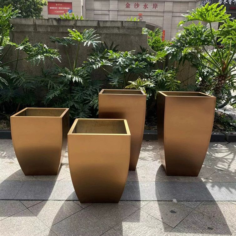 戶外不銹鋼花箱異形花缽大型可移動花槽鐵藝花架廣場花壇室外花盆J-22公司貨