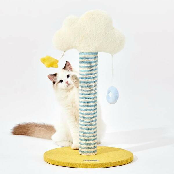 『台灣x現貨秒出』雲朵造型垂吊毛絨玩具劍麻貓咪貓抓柱