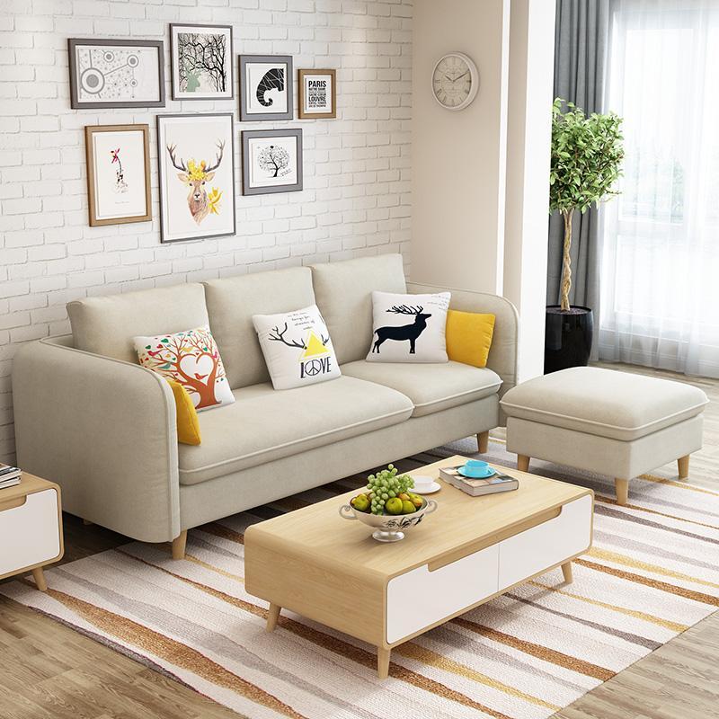 北歐布藝沙發客廳整裝家具組合套裝現代簡約小戶型三人沙發網紅款