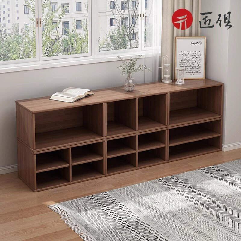 【匠俱】 實木組閤書櫃 DIY自由擺放收納櫃 落地置物架 傢用簡易客廳收納儲物櫃子 學生靠墻展示櫃