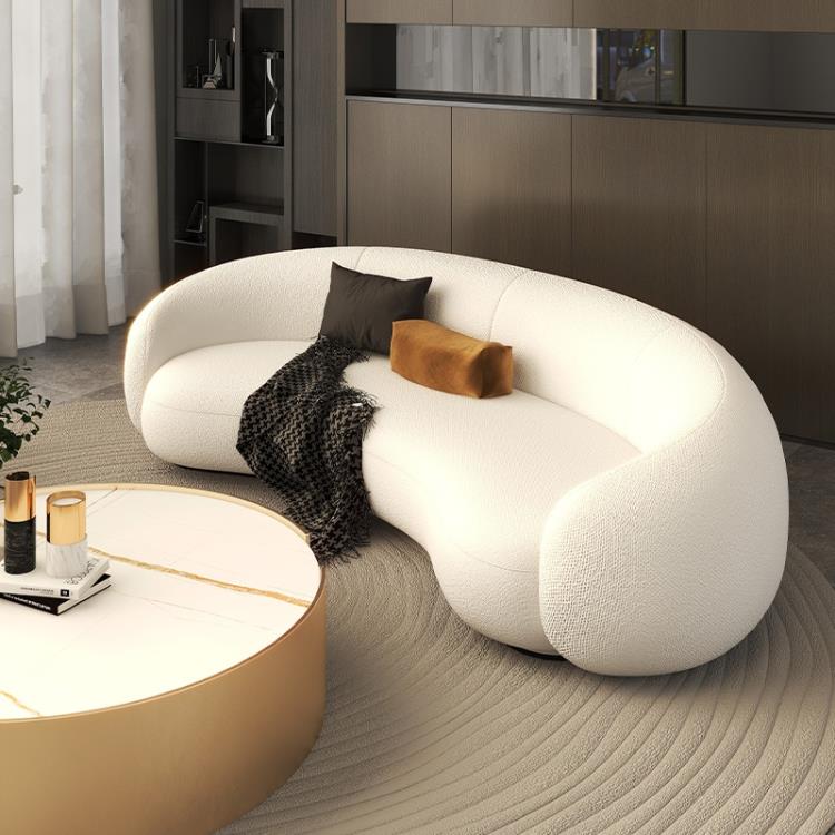 北歐小戶型客廳弧形布藝沙發輕奢現代簡約設計師服裝店創意沙發椅 全館免運