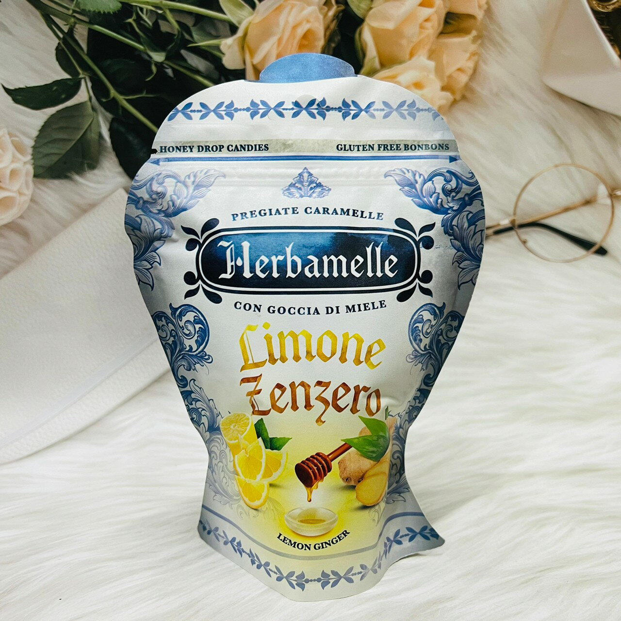 義大利 Herbamelle 蜂蜜糖 蜂蜜風味糖 100g 多款風味供選 西西里檸檬薑汁/蔓越莓/清涼薄荷｜全店$199免運
