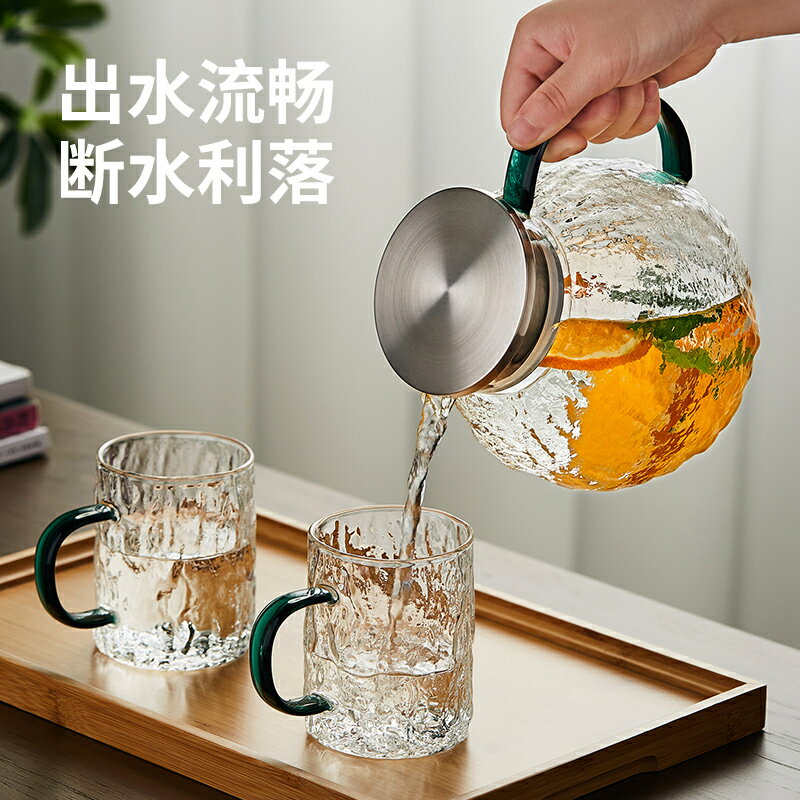 冷水壺玻璃水壺耐高溫大容量家用儲水瓶冰箱涼白開夏季泡茶壺套裝