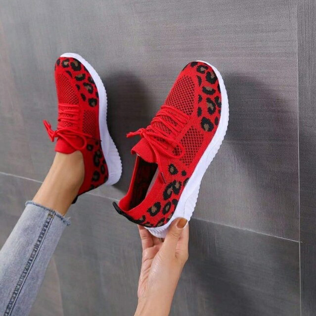 36-44 大尺碼運動鞋 網面豹紋休閒鞋 透氣鞋  平底鞋 女鞋 夏季運動鞋 【櫻桃嚴選】 3