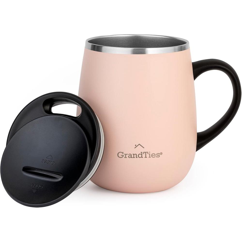 【日本代購】GRANDTIES 460ml 真空隔熱馬克杯｜不鏽鋼雙層保溫保冷｜滑蓋設計｜適用辦公室＆日常使用｜桃紅色