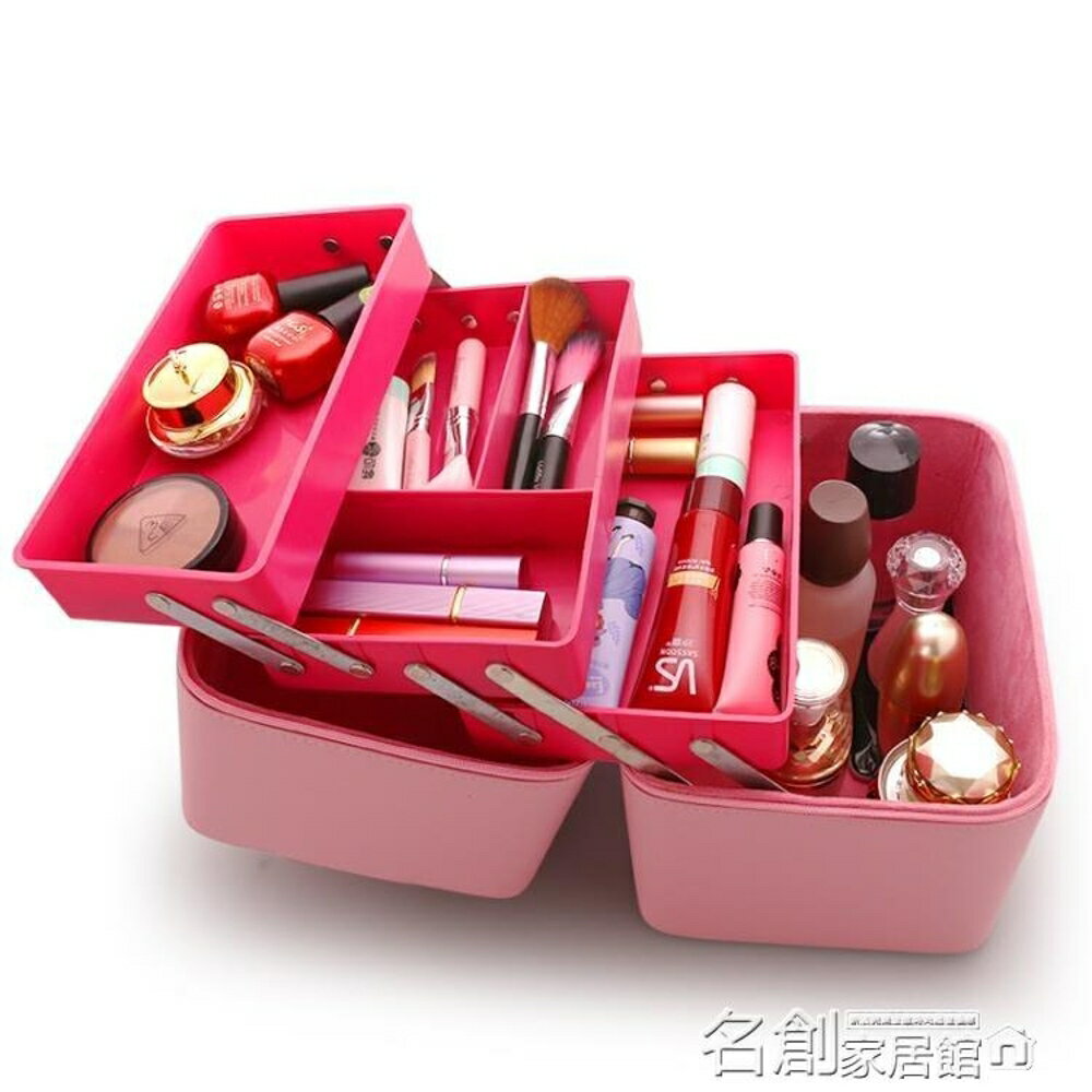 良樂屋 大容量化妝包便攜多功能化妝箱 簡約手提化妝品韓國收納包 名創家居館
