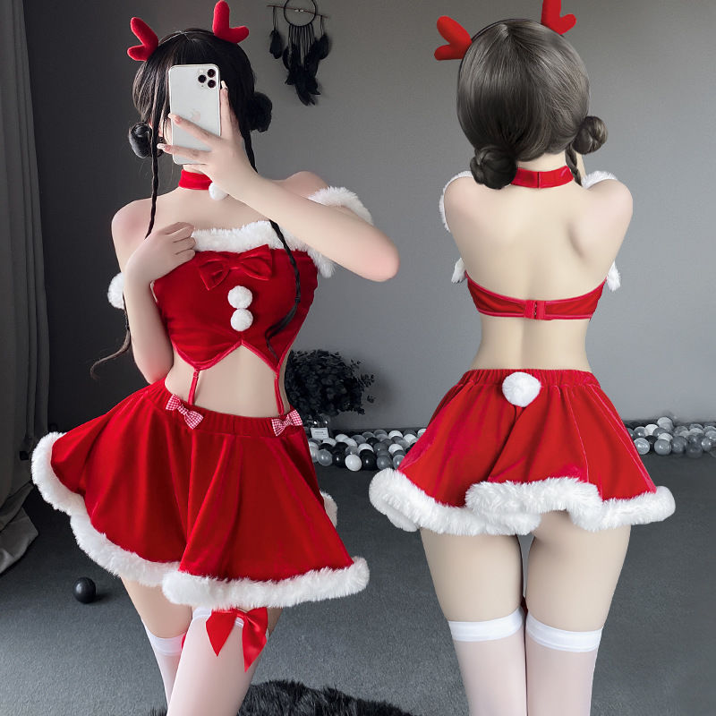 【最低價 公司貨】Super辣妹JK禮服愛拍聖誕演出性感制服一字肩顯瘦麋鹿短裙套裝