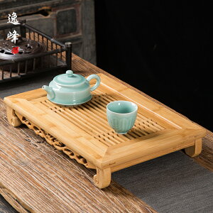 逸峰簡約茶盤干泡盤小茶臺功夫茶具家用儲水長方形圓形竹制茶托盤