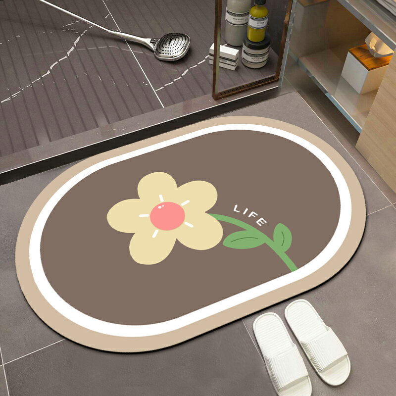 【滿299出貨】新款硅藻泥吸水地墊衛生間門口軟墊浴室防滑墊子速干腳墊橢圓地毯