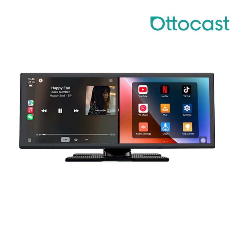 Ottocast OttoScreen AI 智慧車用觸控螢幕(含後鏡頭) 台灣公司貨 分割螢幕 娛樂車機 老車救星 CarPlay Android Auto