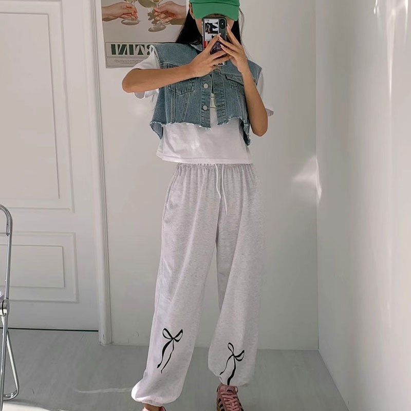 ANNAS 正韓蝴蝶結縮口褲 運動褲 棉褲 大蝴蝶結 浪漫芭蕾舞風格 韓國長褲 8