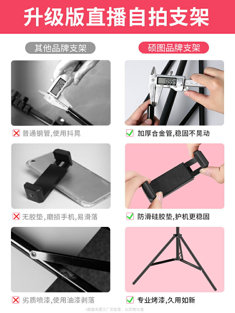 【台灣公司 可打統編】手機懶人直播支架萬能通用可調節固定伸縮pad桌面床頭拍攝架子多功能ipad平板電腦落地式抖音拍照三腳支撐夾 1