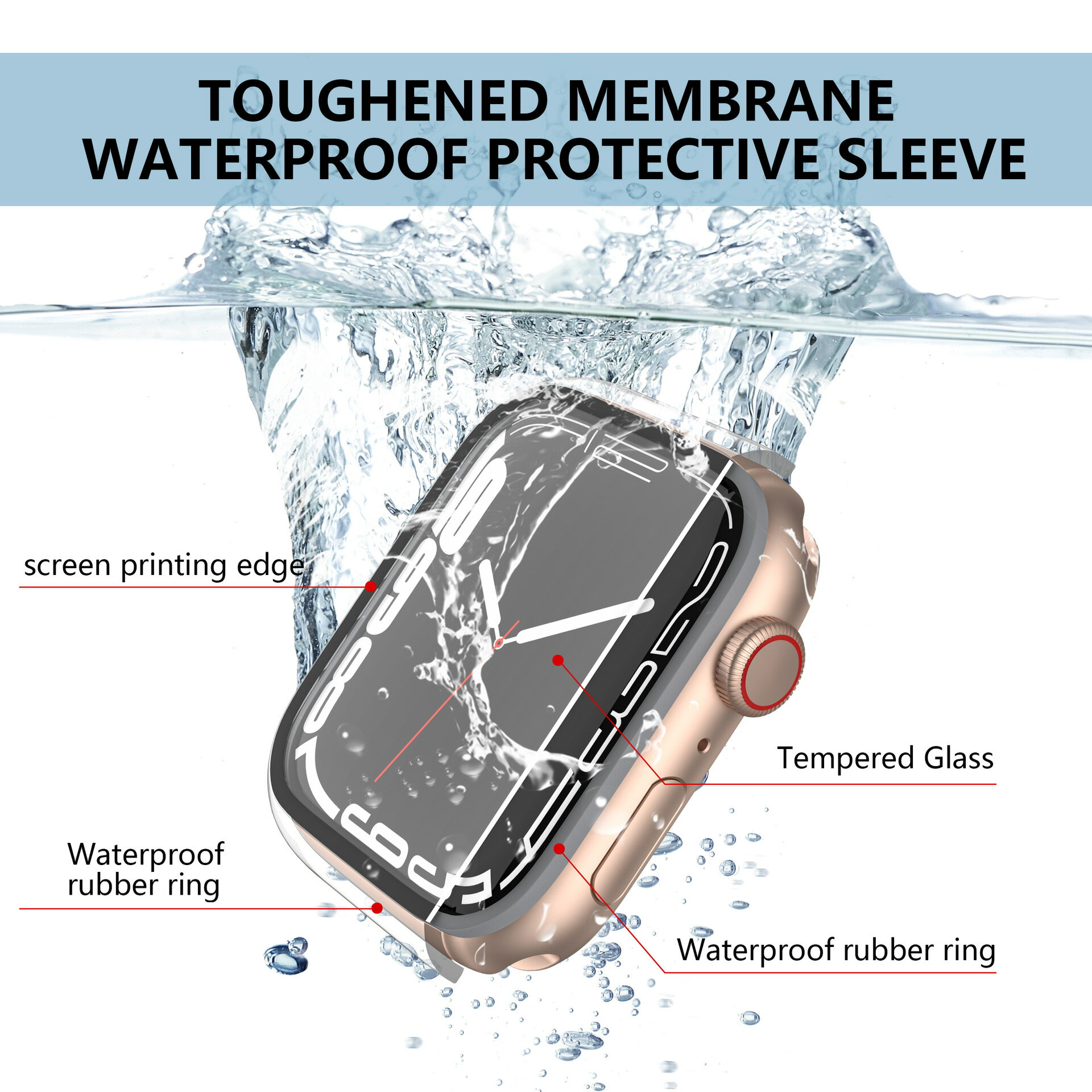 優樂悅~適用apple watch 蘋果7手錶殼 iwatch7 升級款防水鋼化膜保護套