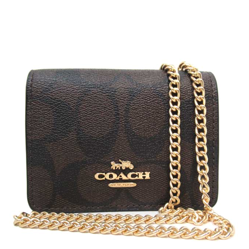 COACH 迷你小廢包 名片夾 卡片包 防刮PVC皮革 零錢包 側背包 斜背包 6650 深咖啡色(現貨)▶指定Outlet商品5折起☆現貨【送禮首選★APP下單點數4倍送】 0