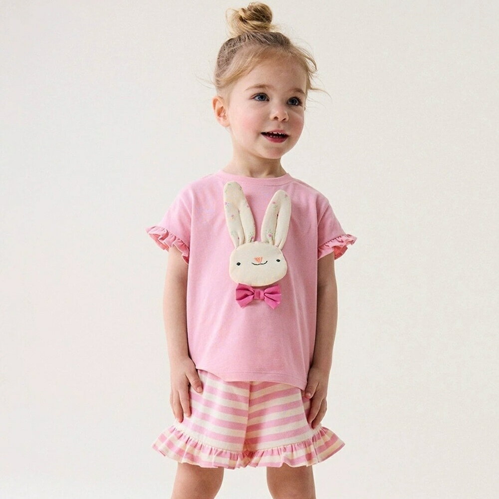 Baby童衣 兒童短袖套裝 女童純棉居家服 女寶寶可愛兔兔外出套裝 89102